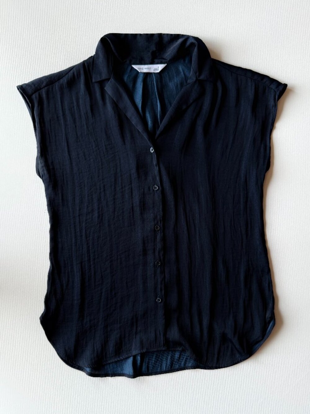 Nine West Cap Sleeve Button Up Blouse